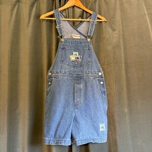 Vintage 90’s Disneyland Embroidered denim shortalls, women’s small